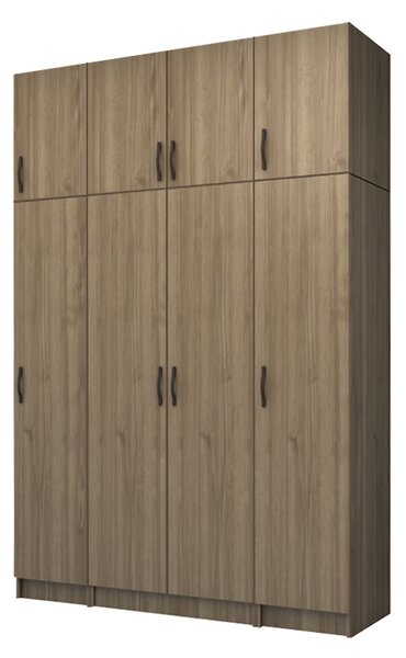 Шкаф с четири врати от меламин Vivian с кабинет в цвят орех 160x51,8x240см