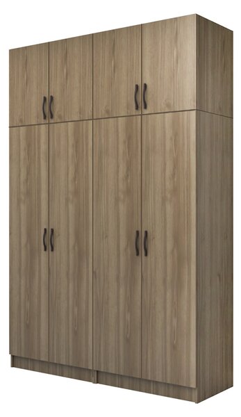 Шкаф с четири врати от меламин Vivian с кабинет в цвят орех 160x51.8x240см