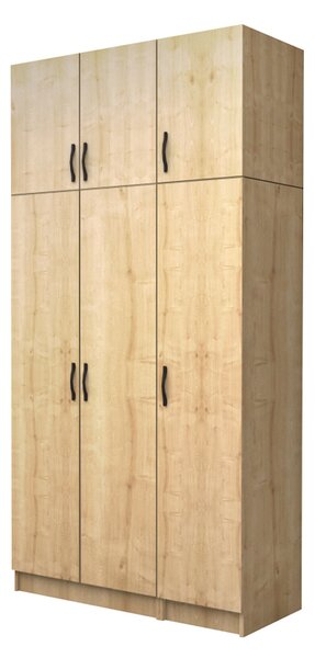 Шкаф с три врати от меламин Vivian с кабинет в цвят дъб 120x51.8x240см