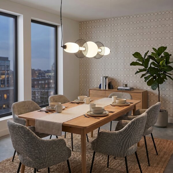 Milagro Lighting LED висяща лампа Arame, черно/бяло, стъкло, дължина 93,5 cm, Бял, Дневна/трапезария, Стъкло, Модерен