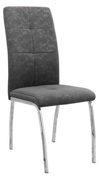 Трапезен стол Alma TopMebel от PU кожа в сив цвят с метални хромирани крака 42x53x97cm