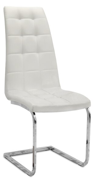 Трапезен стол Vela TopMebel от PU кожа в бял цвят с хромирана основа 41x61x107cm