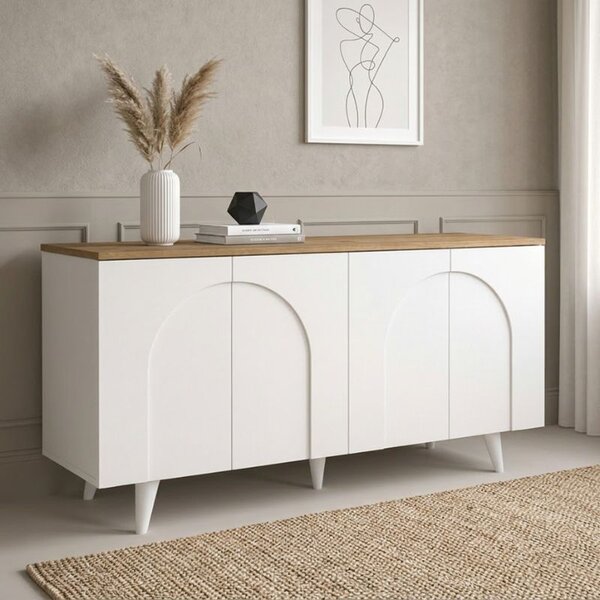 Конзола Bono TopMebel от меламин в бял - sepet oak цвят 150x45x74.6cm
