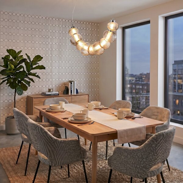 Milagro Lighting LED висяща лампа Bolla, хром/пушено сиво, стъкло, дължина 79,5 cm, Металик, Дневна/трапезария, Стъкло, Модерен