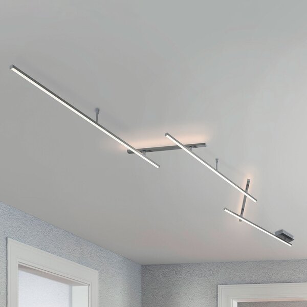 Trio Lighting Подвижна LED лампа за таван Indira, димер никел, Затъмняване, Сив, Дневна/трапезария, Метал, Модерен