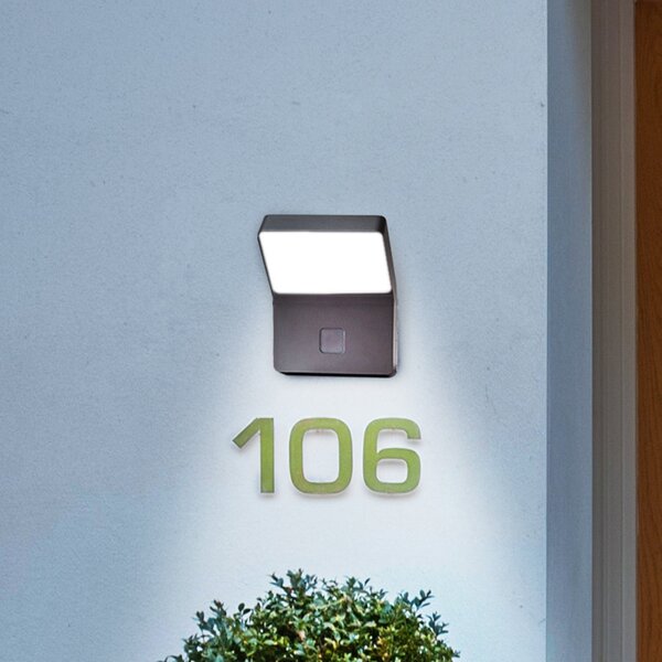 OSRAM LED сензорна лампа за външна стена ENDURA STYLE WIDE тъмно сива, Сив, Алуминий, Модерен