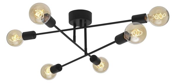 Cottex P7216SV - Повърхностно монтиран полилей BATON 6xE27/60W/230V черен