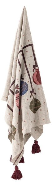 Бежово одеяло с коледен мотив от рециклиран памук 130x160 cm Ornamentia – Bloomingville