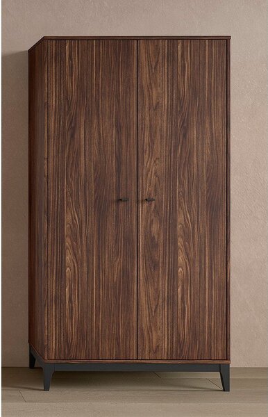 Гардероб от декор от орех в тъмно естествен цвят 100x190,5x55 cm Ilyas – Vipack