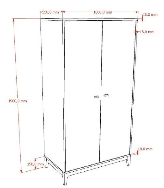 Гардероб от декор от орех в тъмно естествен цвят 100x190,5x55 cm Ilyas – Vipack