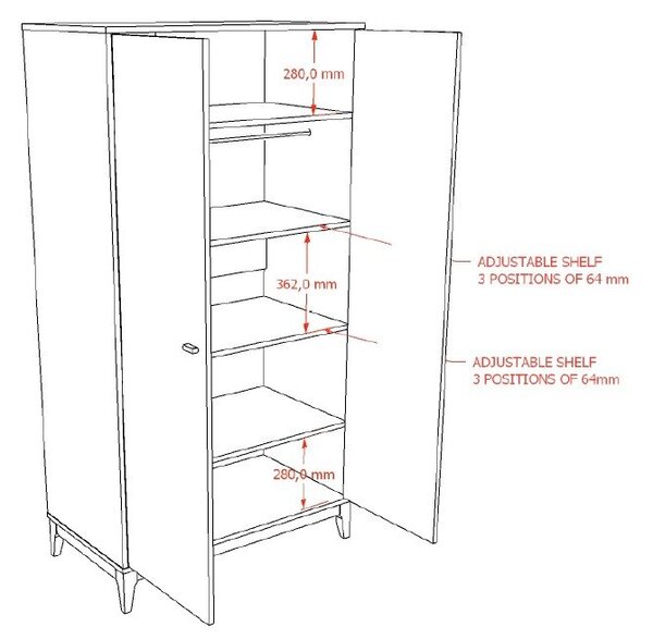 Гардероб от декор от орех в тъмно естествен цвят 100x190,5x55 cm Ilyas – Vipack
