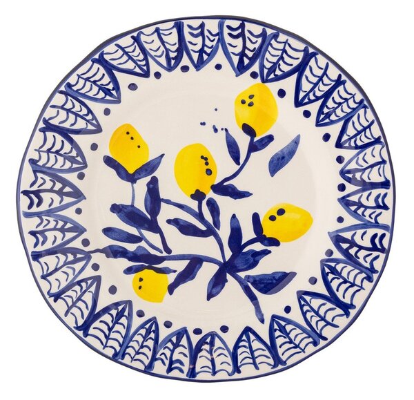 Бяла/синя глинена чиния за сервиране ø 27 cm Maxima – Bloomingville