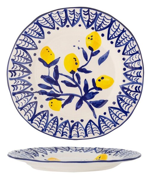 Бяла/синя глинена чиния за сервиране ø 27 cm Maxima – Bloomingville