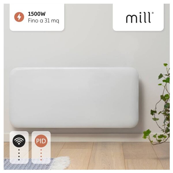 Панелен конвектор Mill Invisible WiFi PA2000WIFI3, 2000W, 28 м2, 10 температурни настройки, Wi-Fi, Bluetooth, IPX4, Бял