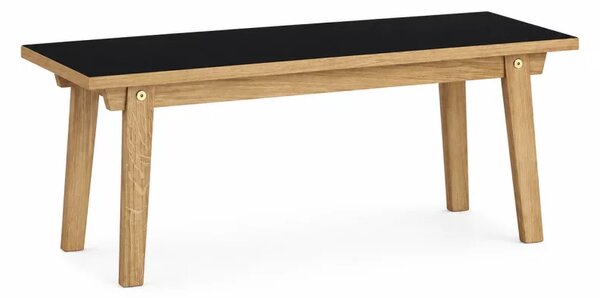 Пейка с конструкция от акациево дърво, Black, 160 × 39 × 42 см