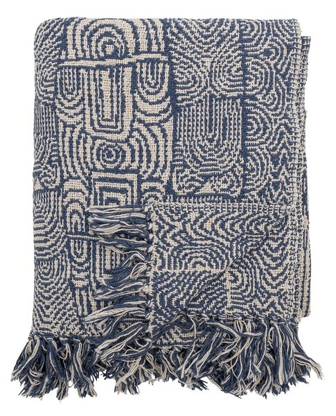 Синьо одеяло със смес от памук 130x160 cm Bresso – Bloomingville