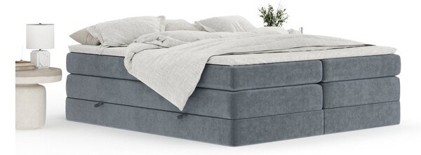 Тъмносиво боксспринг легло 140x200 cm с място за съхранение/без табла Juniper – Maison de Rêve