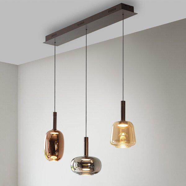 Paul Neuhaus Паул Нойхаус, Висяща лампа Irides LED, дължина 90 cm, цветна, стъкло, Затъмняване, Многоцветен, Дневна/трапезария, Стъкло, Модерен