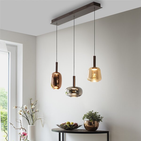 Paul Neuhaus Паул Нойхаус, Висяща лампа Irides LED, дължина 90 cm, цветна, стъкло, Затъмняване, Многоцветен, Дневна/трапезария, Стъкло, Модерен