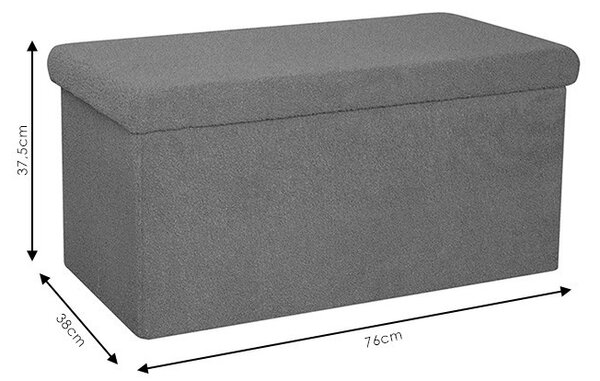 Пейка с кутия за съхранение за антре Forward boucle текстил антрацит 76x38x38см