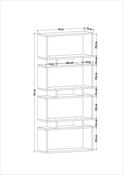 Библиотека Langdon Дъб 72x25x161 см