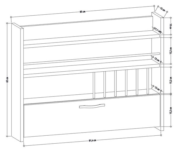 Кухненски рафт Knott Дъб 85x15x65 см