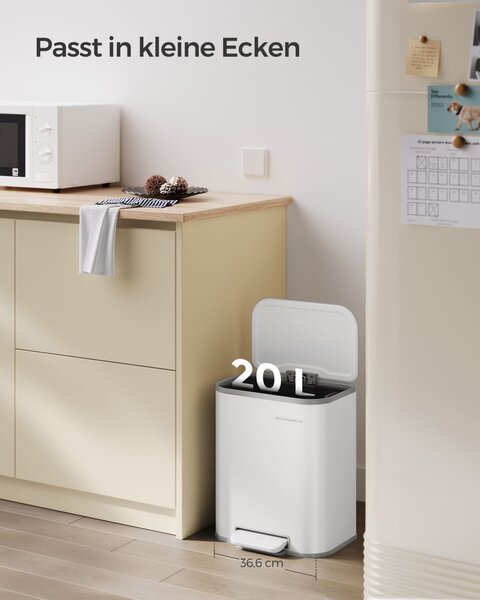 Кош за боклук Songmics бял 36.6x30x42.5 см