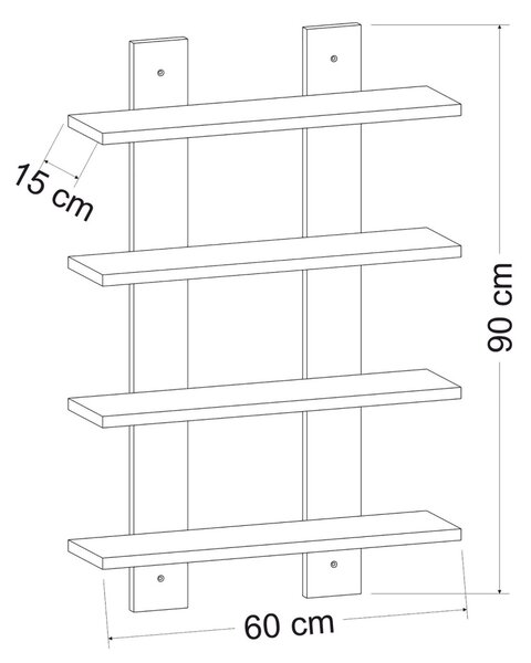 Рафт Лорел Бял 59.6x16.4x90 см