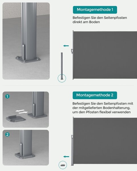 Странична тента Songmics Сива 160x300 см