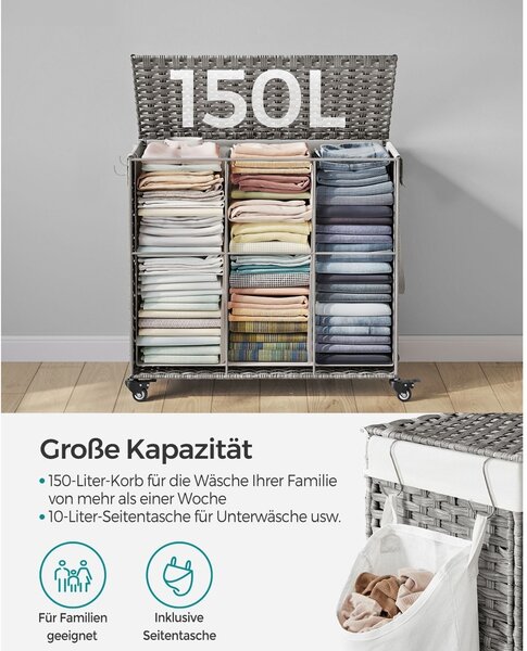 Кош за пране Songmics Сив 70x36x66 см