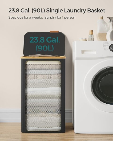 Кош за пране Songmics Black 42x32x70,5 cm