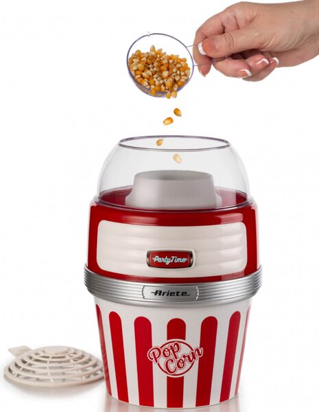 Машина за пуканки с горещ въздух Ariete XL PARTY TIME 2957/00, 1100W, Дозатор, Подвижна купа, Червен