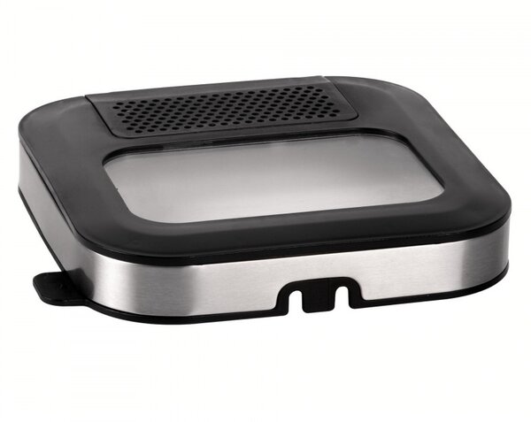 Фритюрник Elite EDF-1103, 1200W, 2.5 л, 190C, Капак с прозорец за наблюдение, Филтър против миризми, Дигитален контрол, Черен/инокс