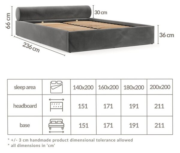 Тъмнозелено двойно легло 180x200 cm тапицирано с място за съхранение с включена подматрачна рамка Solvo – Maison de Rêve