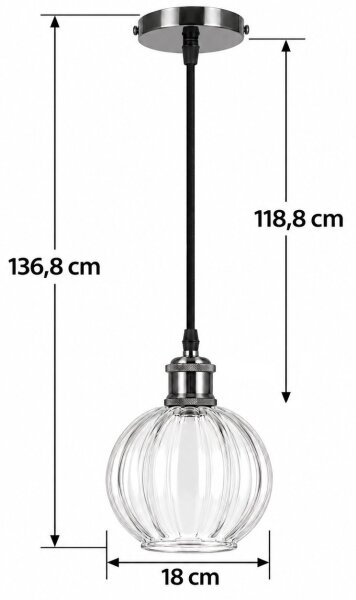 BRILAGI - LED висяща лампа на кабел RETRO GLASS 1xE27/60W/230V Ø 18 cm черен/прозрачен