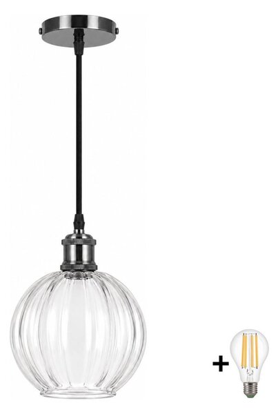 BRILAGI - LED висяща лампа на кабел RETRO GLASS 1xE27/60W/230V Ø 18 cm черен/прозрачен