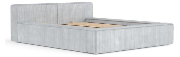 Светлосиво двойно легло 180x200 cm тапицирано с място за съхранение с включена подматрачна рамка Voliera – Maison de Rêve