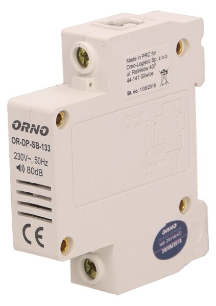 ORNO Модулен DIN звънец 230V 80dB 5VA 1мод., - OR-DP-SB-133