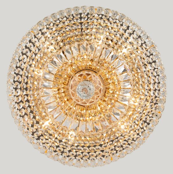 Maytoni Лампа за таван Basfor, златист цвят, кристал, Ø 46 cm, Затъмняване, Прозрачен, Дневна/трапезария, Кристал