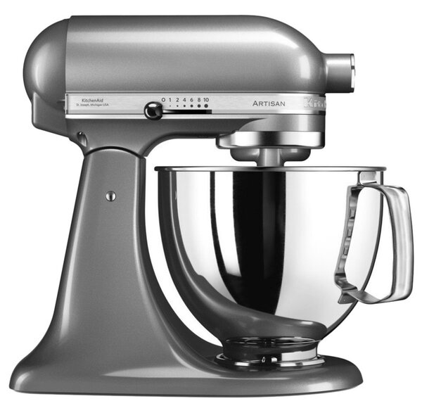 Планетарен миксер KitchenAid Artisan Elegance 5KSM125ECU Contour silver, 300W, 4.8 л, Direct drive, 10 скорости, Сив металик