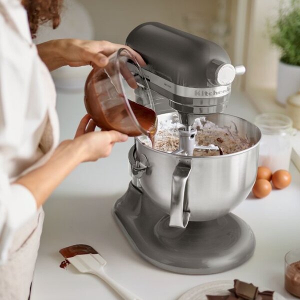 Планетарен миксер KitchenAid Artisan 5KSM70SHXEMS Medallion silver, 375 W, 6.6 л, 11 скорости, 67 точки на допир, Повдигане на купата, Специална скорост Fold, Flex Edge, Сив металик