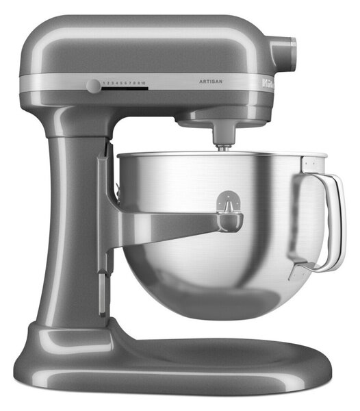 Планетарен миксер KitchenAid Artisan 5KSM70SHXEMS Medallion silver, 375 W, 6.6 л, 11 скорости, 67 точки на допир, Повдигане на купата, Специална скорост Fold, Flex Edge, Сив металик
