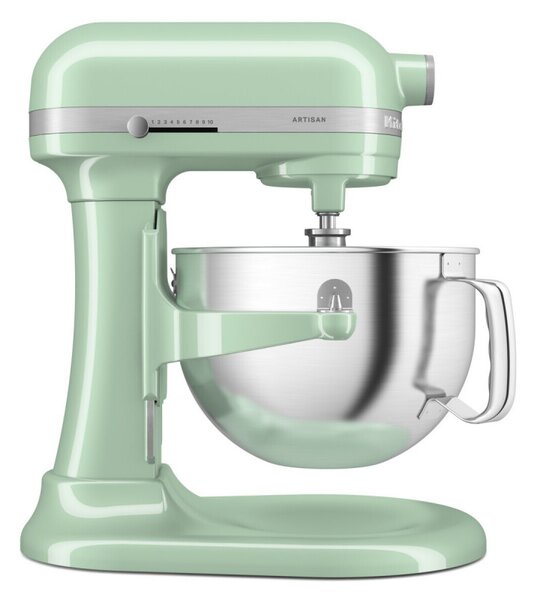 Планетарен миксер KitchenAid Artisan 5KSM60SPXEPT Pistachio, 375 W, 5.6 л, 11 скорости, 67 точки на допир, Повдигане на купата, Специална скорост Fold, Светлозелен