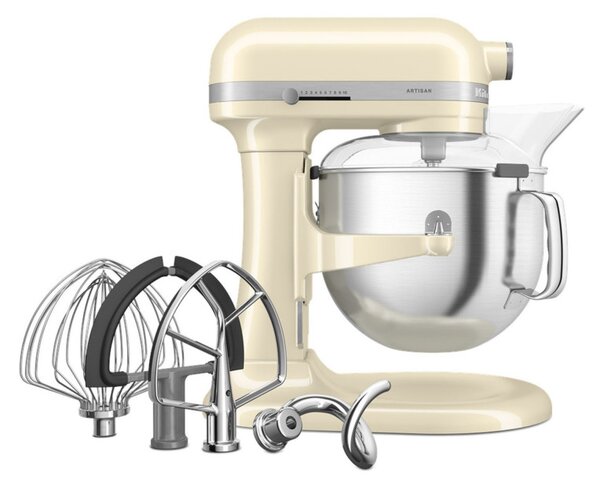 Планетарен миксер KitchenAid Artisan 5KSM70SHXEAC Almond cream, 375 W, 6.6 л, 11 скорости, 67 точки на допир, Повдигане на купата, Специална скорост Fold, Flex Edge, Крем
