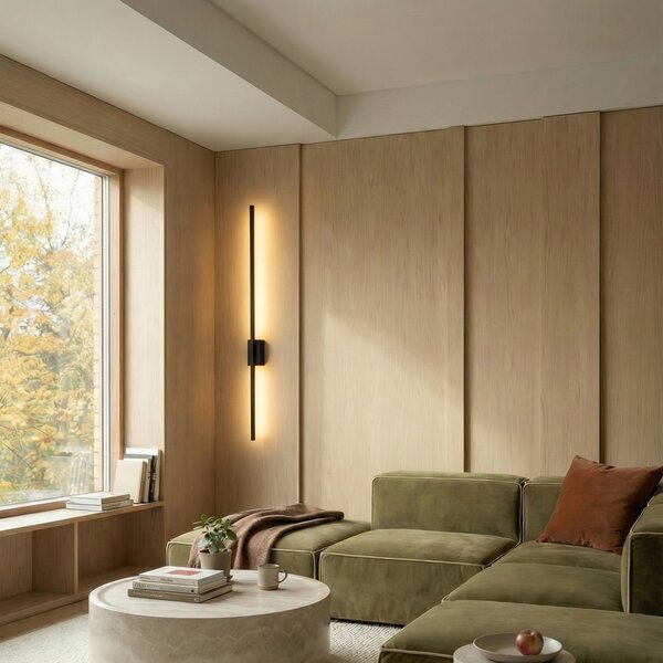 TK Lighting LED стенна лампа Flash, черна, височина 108 cm метал 1, Черен, Дневна/трапезария, Метал, Модерен