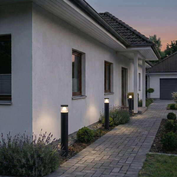 Lucande LED лампа за стълб Darja, антрацит, метал, 100cm, IP54, Сив, Метал, Модерен