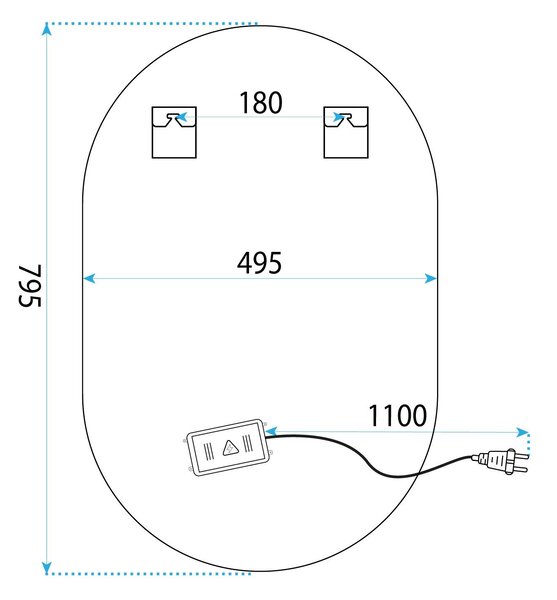Огледало LED 50x80cm S027