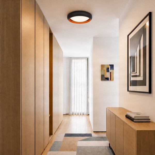 Lindby LED таванна лампа Serava, черна, Ø 60 см, с регулиране на яркостта, Затъмняване, Черен, Дневна/трапезария, Пластмаса, Модерен