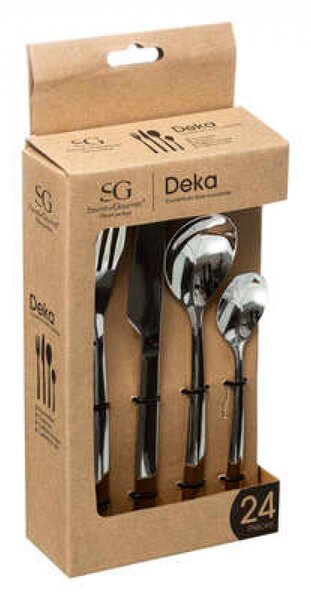Прибори за хранене Secret de Gourmet Deka, Инокс, 24 броя, Сребрист