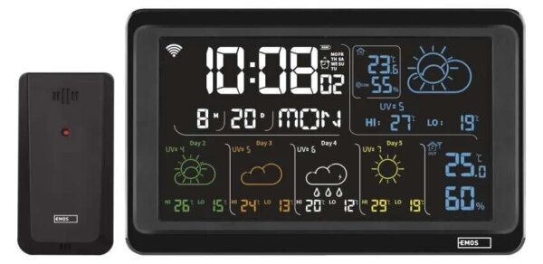 Метеорологична станция с LCD дисплей GoSmart 230V/3xAAA Wi-Fi Tuya черен